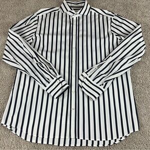 Stenstroms Shirt Men’s 17 43 Black Striped Button Up Long Sleeve Fitted T130